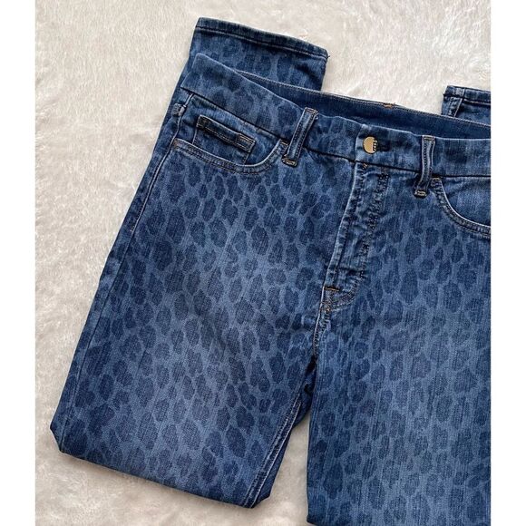 Jen7 7 for All Mankind Ankle Skinny Jeans in NightFall Leopard, Size 10 - Picture 3 of 14